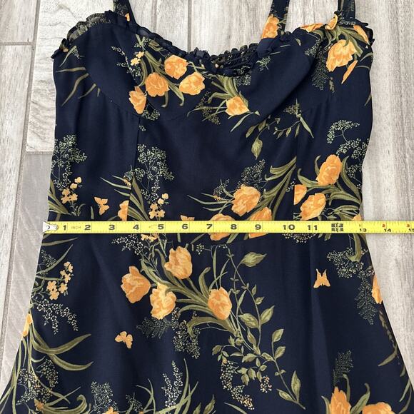 Reformation Navy Floral Tie Straps Fit Flare Nikita Midi Dress Sz 8 Viscose - Picture 5 of 14